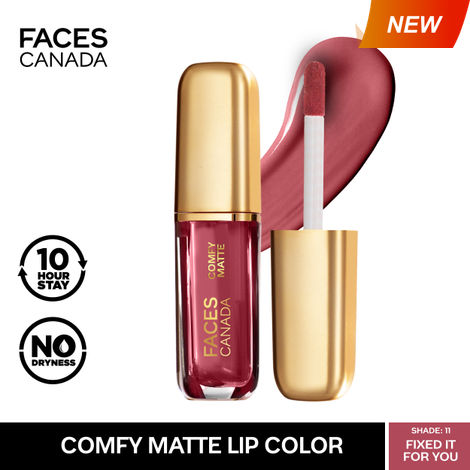 Buy FACES CANADA Comfy Matte Liquid Lipstick - Fixed It For You 11, 1.2 ml | Comfortable 10HR Longstay | Intense Matte Color | Almond Oil & Vitamin E Infused | Super Smooth | No Dryness | No Alcohol-Purplle