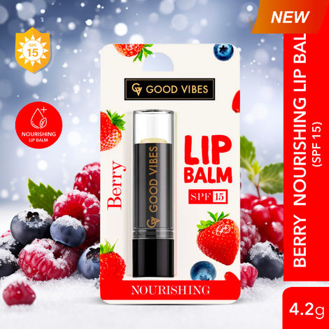 Good Vibes Berry Nourishing Lip Balm SPF 15 | Smooths, Shine | Vegan, No Parabens, No Sulphates, No Mineral Oil, No Animal Testing, No Silicones (4.2 g)