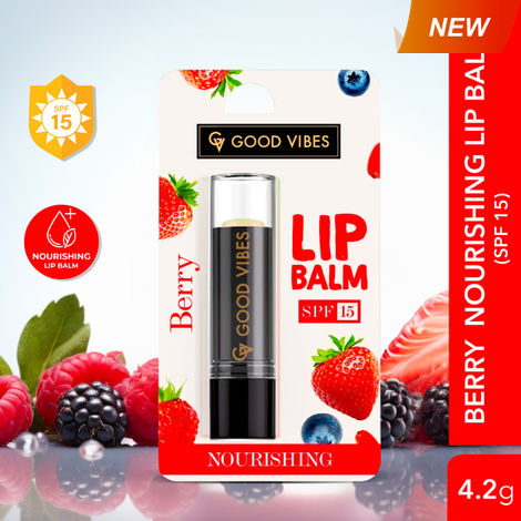Buy Good Vibes Berry Nourishing Lip Balm SPF 15 | Smooths, Shine | Vegan, No Parabens, No Sulphates, No Mineral Oil, No Animal Testing, No Silicones (4.2 gm)-Purplle