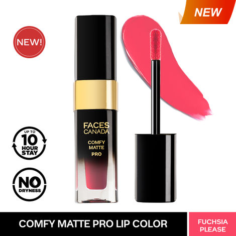 Buy FACES CANADA Comfy Matte Pro Liquid Lipstick - Fuchsia Please 06, 5.5 ml | 10HR Longstay | Intense Color | Macadamia Oil & Olive Butter Infused | Lightweight Super Smooth | No Dryness | No Alcohol-Purplle