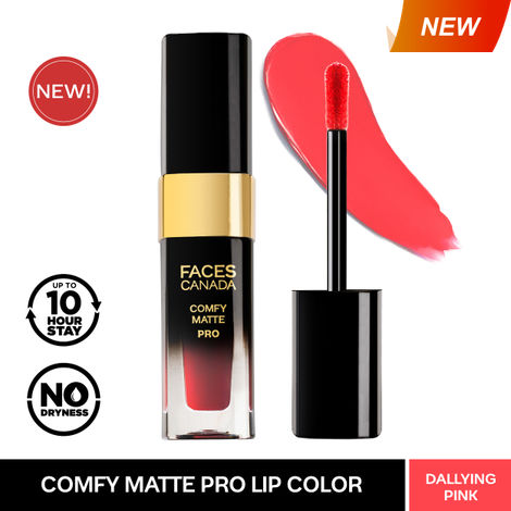 Buy FACES CANADA Comfy Matte Pro Liquid Lipstick - Dallying Pink 12, 5.5 ml | 10HR Longstay | Intense Color | Macadamia Oil & Olive Butter Infused | Lightweight Super Smooth | No Dryness | No Alcohol-Purplle