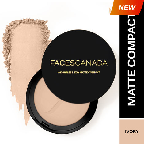 Buy FACES CANADA Weightless Stay Matte Finish Compact Powder - Ivory 01, 9 gm | SPF 20 | Non Oily Matte Look | Evens Out Complexion | Prevents Acne | Blends Effortlessly | Pressed Powder For All Skin Types-Purplle