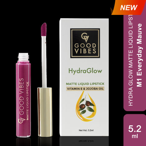 Buy Good Vibes HydraGlow Matte Liquid Lipstick| Jojoba & Vitamin E| Everyday Mauve (M1) - (5.2 ml)-Purplle