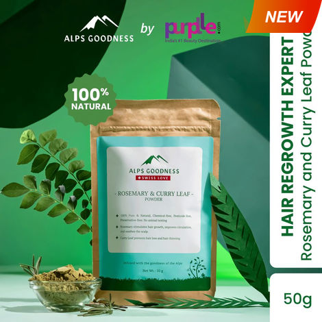 Buy Alps Goodness Rosemary & Curry Leaf Powder (50 gm) | 100% Natural Powder | No Preservatives, No Pesticides | Herbal Hair Mask for Stronger Hair-Purplle
