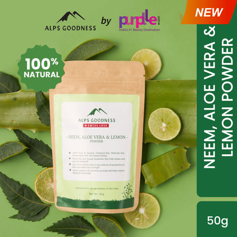 Buy Alps Goodness Neem, Aloe Vera & Lemon Powder (50 gm) | 100% Natural Powder | No Preservatives, No Pesticides | Herbal Hair Mask for Dandruff-Purplle