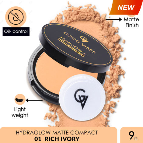 Buy Good Vibes HydraGlow Matte Compact- Rich Ivory 01 (9 gm)-Purplle