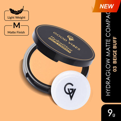 Buy Good Vibes HydraGlow Matte Compact- Beige Buff 03 (9 gm)-Purplle