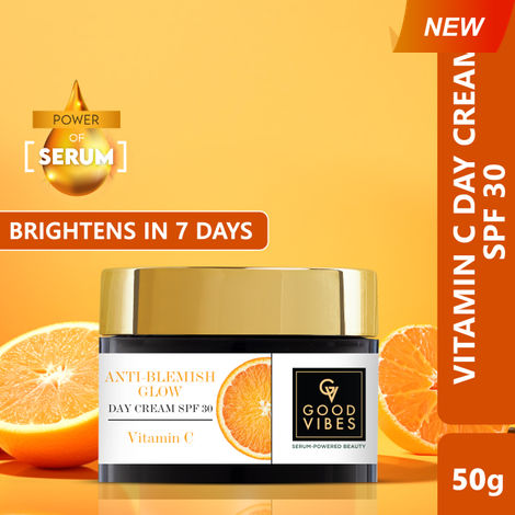 Buy Good Vibes Anti-Blemish Glow Vitamin C Day Cream SPF 30 With Power Of Serum | Spotless, Brightening, Depigmentation (50 gm)-Purplle