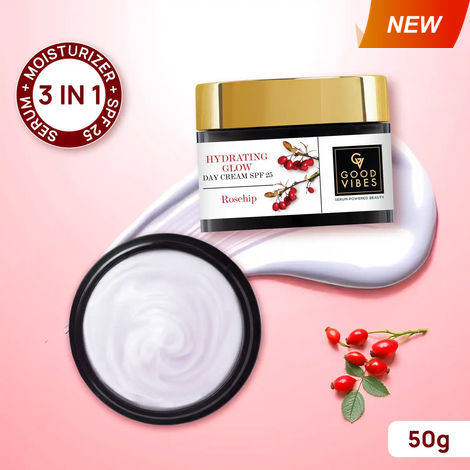 Buy Good Vibes Hydrating Rosehip Day Cream SPF 25 with Power Of Serum | 3 - 1 Product | (50 gm)-Purplle