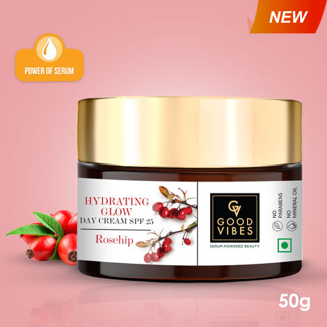 Good Vibes Hydrating Rosehip Day Cream SPF 25 with Power Of Serum | 3 - 1 Product | (50 g)