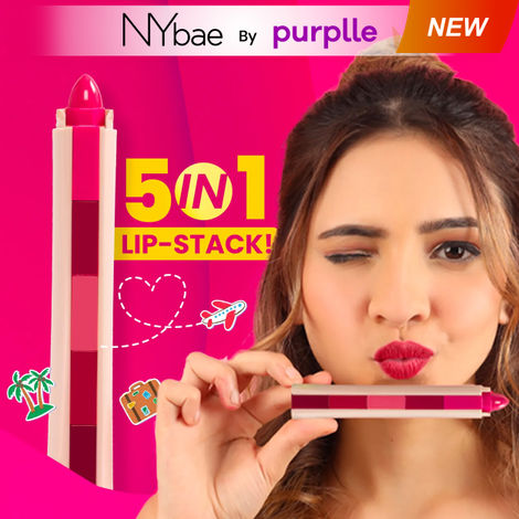 Buy NY Bae 5 IN 1 Lipstick - Happy Hues 01 (6.5 gm) | Creamy Matte | Lip Crayon | Multi-use: Blush, Eyeshadow, Lip Liner, Bronzer | Pink & Red Shades | Travel Kit-Purplle