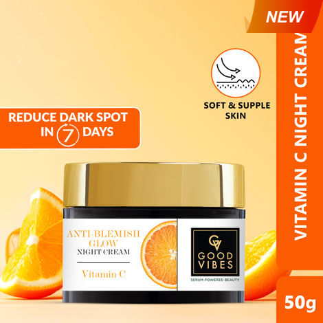 Good Vibes Anti-Blemish Vitamin C Glow Night Cream | Spotless, Brightening, Depigmentation, Reduces dark spot, Skin renewing, Sleep treatment (50 gm)