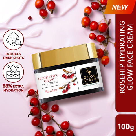 Buy Good Vibes Rosehip Hydrating Glow Face Cream with Power of Serum | Deep Nourishing & Brightening (100 gm)-Purplle