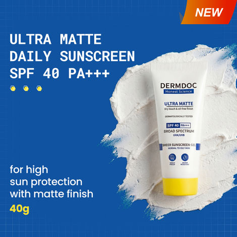 Buy DERMDOC SPF 40 Ultra Matte Sheer Sunscreen Gel (45 gm) | Waterproof & Sweat Resistant | Matte Finish | Oily Skin | Non-Comedogenic-Purplle