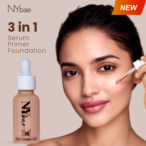 Buy NY Bae 3 IN 1 Serum Foundation - Cool Cashew 04 (30 ml) | Infused with Primer | Moisturising I Glowing Korean Skin I Celeb Glow | Dewy Makeup | Evens Skin Tone | Ultra Glow-Purplle