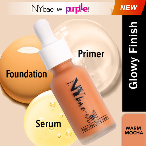 Buy NY Bae 3 in 1 Serum Foundation with Primer I Moisturising I Glowing Korean Skin I Celeb Glow | Dewy Makeup | Warm Mocha 07 (30 ml)-Purplle