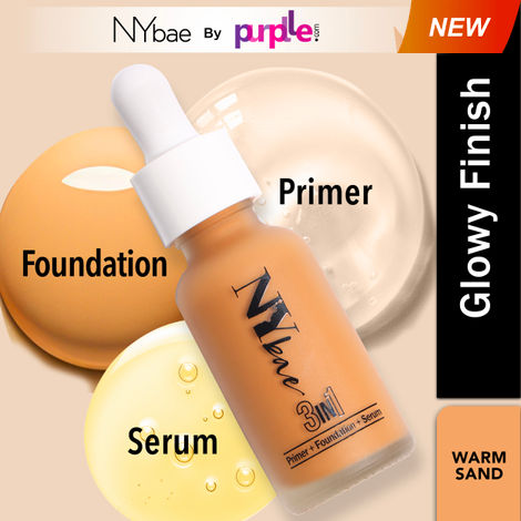 Buy NY Bae 3 in 1 Serum Foundation with Primer I Moisturising I Glowing Korean Skin I Celeb Glow | Dewy Makeup | Warm Sand 05 (30 ml)-Purplle