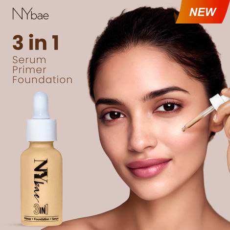Buy NY Bae 3 IN 1 Serum Foundation - Warm Vanilla 01 (30 ml) | Infused with Primer | Moisturising I Glowing Korean Skin I Celeb Glow | Dewy Makeup | Evens Skin Tone | Ultra Glow-Purplle
