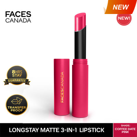 Buy FACES CANADA Long Stay 3-in-1 Matte Lipstick - Coffee Date Pink 02, 2 gm-Purplle