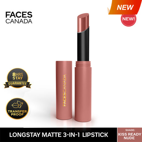 Buy FACES CANADA Long Stay 3-in-1 Matte Lipstick - Kiss Ready Nude 03, 2 gm-Purplle