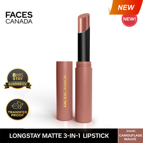 Buy FACES CANADA Long Stay 3-in-1 Matte Lipstick - Camouflage Mauve 07, 2 gm-Purplle