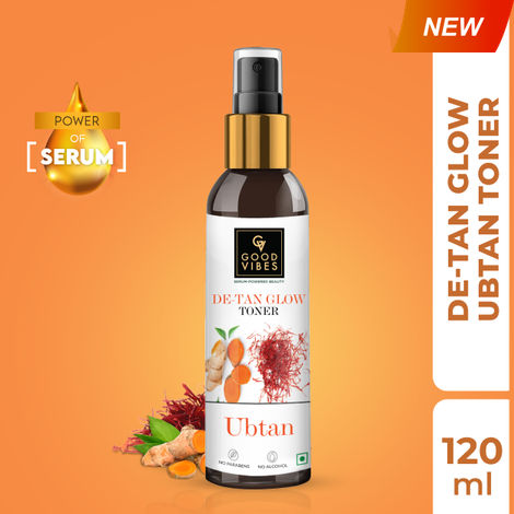 Good Vibes De-Tan Glow Toner Ubtan with Power of Serum | No Parabens, No Animal Testing, Vegan, No Mineral Oil, No Sulphates (120 ml)