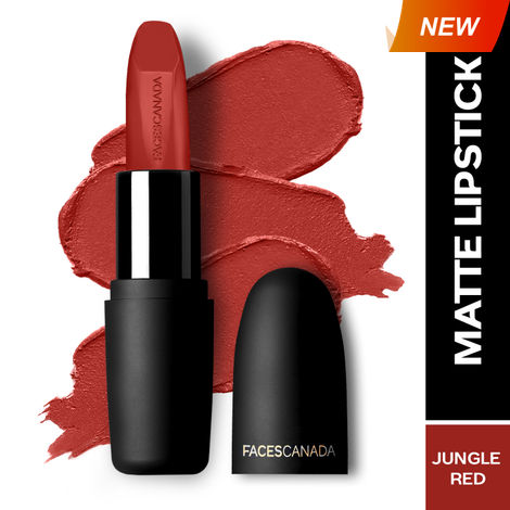 Buy FACES CANADA Weightless Matte Lipstick - Jungle Red 29, 4.5 gm | High Pigment | Smooth One Stroke Glide | Moisturizes & Hydrates Lips | Vitamin E, Jojoba & Almond Oil-Purplle