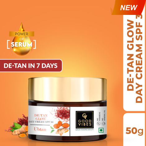 Buy  Good Vibes Ubtan De-tan Glow Day Cream SPF30 with Power of Serum (50 g)-Purplle