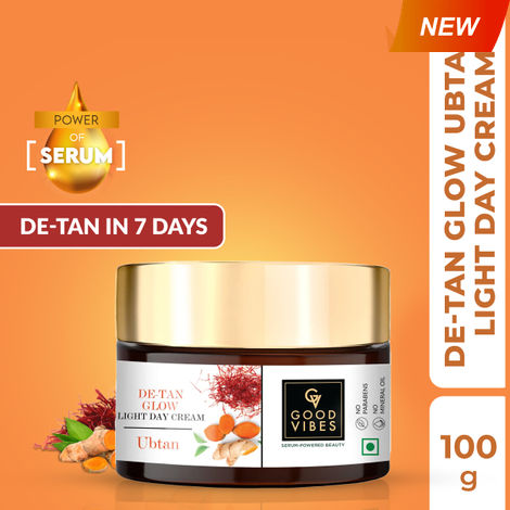 Buy Good Vibes De-Tan Glow Light Day Cream With Power of Serum (100g)-Purplle