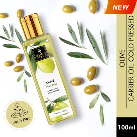 Buy Good Vibes Olive 100% Pure Cold Pressed Carrier Oil For Hair & Skin | Hair Repair, Anti-Ageing | No Parabens, No Animal Testing (100 ml)-Purplle