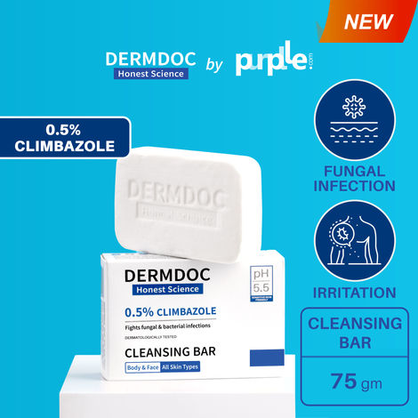 Buy DermDoc by Purplle Anti Fungal 0.5% Climbazole Cleansing Bar (75g) | gentle deep cleansing bar | antifungal cleansing bar for skin-Purplle