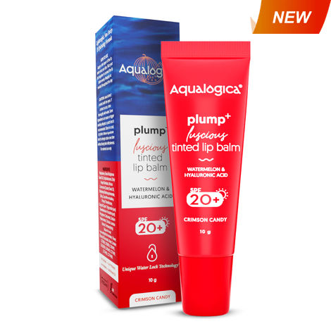 Buy Aqualogica Crimson Candy Plump+ Luscious Tinted SPF 20+ Lip Balm with Watermelon & Hyaluronic Acid - 10g-Purplle