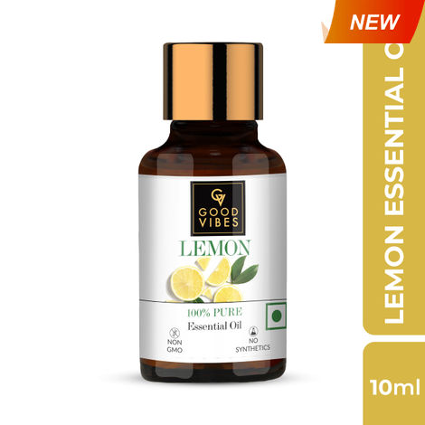 Buy Good Vibes Lemon 100% Pure Essential Oil | Anti-Dandruff, Hairfall Control, Skin Brightening | 100% Vegetarian, No GMO, No Animal Testing (10 ml)-Purplle