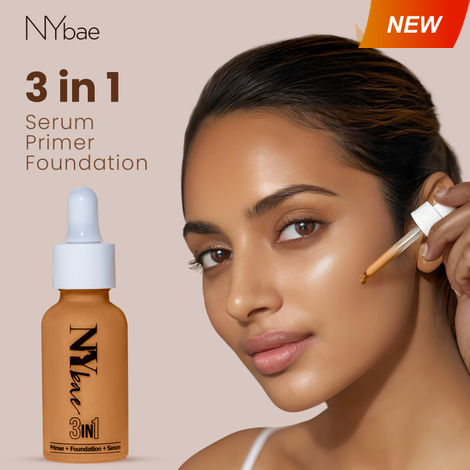 Buy NY Bae 3 IN 1 Serum Foundation - Warm Sand 05 (30 ml) | Infused with Primer | Moisturising I Glowing Korean Skin I Celeb Glow | Dewy Makeup | Evens Skin Tone | Ultra Glow-Purplle