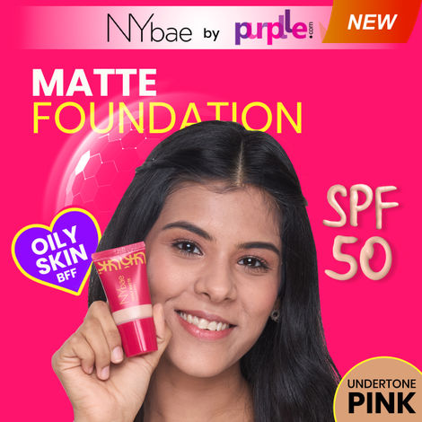 Buy NY Bae Truly Matte Foundation - Almond 318 (18ml) | Deep Skin Tone | SPF 50 PA +++ | Everyday Foundation | Sunscreen | Waterproof | Smudgeproof | Oil Control | 12+ Hours Stay | Buildable Coverage | Lightweight-Purplle