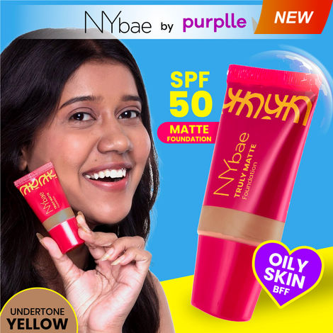Buy NY Bae Truly Matte Foundation - Caramel 312 (18ml) | Deep Skin Tone | SPF 50 PA +++ | Everyday Foundation | Sunscreen | Waterproof | Smudgeproof | Oil Control | 12+ Hours Stay | Buildable Coverage | Lightweight-Purplle