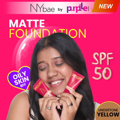 Buy NY Bae Truly Matte Foundation - Caramel 312 (18 ml) | Deep Skin Tone | SPF 50 PA +++ | Everyday Foundation | Sunscreen | Waterproof | Smudgeproof | Oil Control | 12+ Hours Stay | Buildable Coverage | Lightweight-Purplle