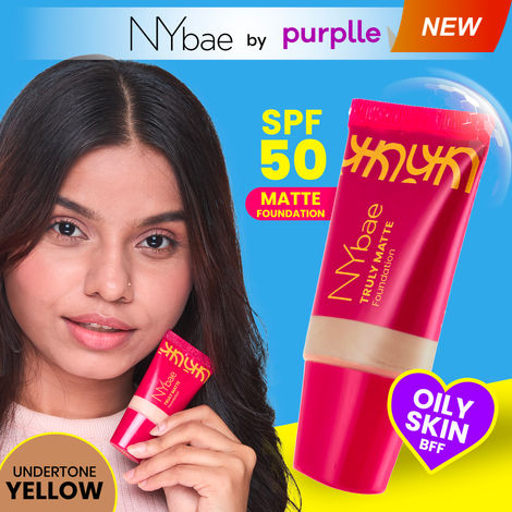 Buy NY Bae Truly Matte Foundation - Tan 230 (18ml) | Medium Skin Tone | SPF 50 PA +++ | Everyday Foundation | Sunscreen | Waterproof | Smudgeproof | Oil Control | 12+ Hours Stay | Buildable Coverage | Lightweight-Purplle
