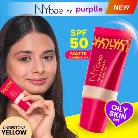 Buy NY Bae Truly Matte Foundation - Ivory 118 (18ml) | Fair Skin Tone| SPF 50 PA +++ | Everyday Foundation | Sunscreen | Waterproof | Smudgeproof | Oil Control | 12+ Hours Stay | Buildable Coverage | Lightweight-Purplle