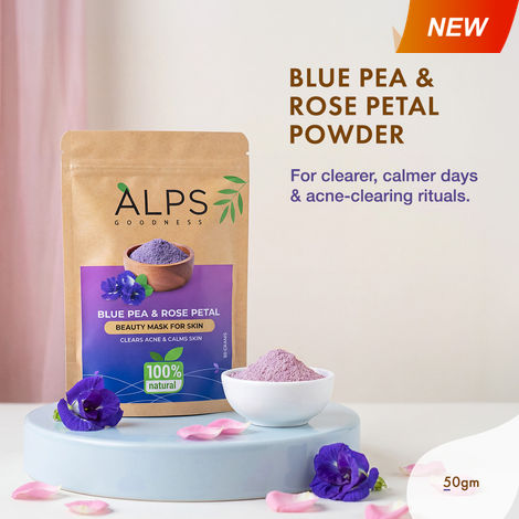 Buy Alps Goodness 100% Natural Blue Pea Powder (50 gm) with Rose Petal Powder | Butterfly Pea Powder | Aparajita | Shankhapushpam-Purplle