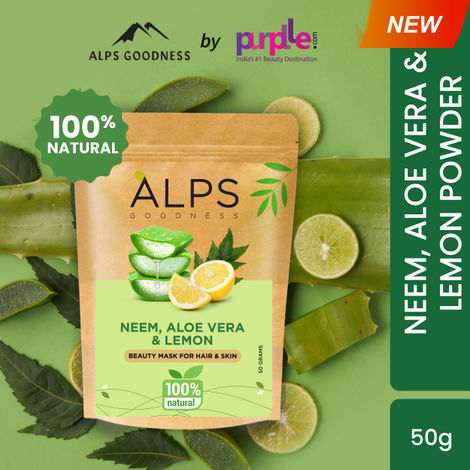 Buy Alps Goodness Neem, Aloe Vera & Lemon Powder (50 gm) | 100% Natural Powder | No Preservatives, No Pesticides | Herbal Hair Mask for Dandruff-Purplle