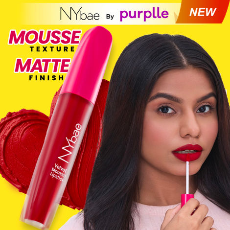 Buy NY Bae Velvet Mousse Liquid Lipstick - Red Hot Rebel 01 (6.5 ml) | Velvet Matte Finish | Transferproof | Smudgeproof | Ultra Light | Smooth | Moisturising Red Lipstick-Purplle