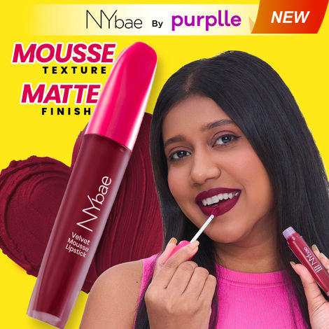 Buy NY Bae Velvet Mousse Liquid Lipstick - Badass Berry 02 (6.5 ml) | Velvet Matte Finish | Transferproof | Smudgeproof | Ultra Light | Smooth | Moisturising Plum Lipstick-Purplle