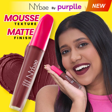 Buy NY Bae Velvet Mousse Liquid Lipstick - Sexy Sangria 04 (6.5 ml) | Velvet Matte Finish | Transferproof | Smudgeproof | Ultra Light | Smooth | Moisturising Wine Lipstick-Purplle