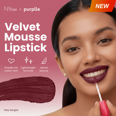 Buy NY Bae Velvet Mousse Liquid Lipstick - Sexy Sangria 04 (6.5 ml) | Velvet Matte Finish | Transferproof | Smudgeproof | Ultra Light | Smooth | Moisturising Wine Lipstick-Purplle