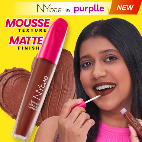 Buy NY Bae Velvet Mousse Liquid Lipstick - Spicy Rust 06 (6.5 ml) | Velvet Matte Finish | Transferproof | Smudgeproof | Ultra Light | Smooth | Moisturising Brown Lipstick-Purplle