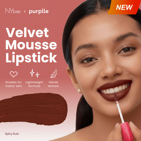 Buy NY Bae Velvet Mousse Liquid Lipstick - Spicy Rust 06 (6.5 ml) | Velvet Matte Finish | Transferproof | Smudgeproof | Ultra Light | Smooth | Moisturising Brown Lipstick-Purplle