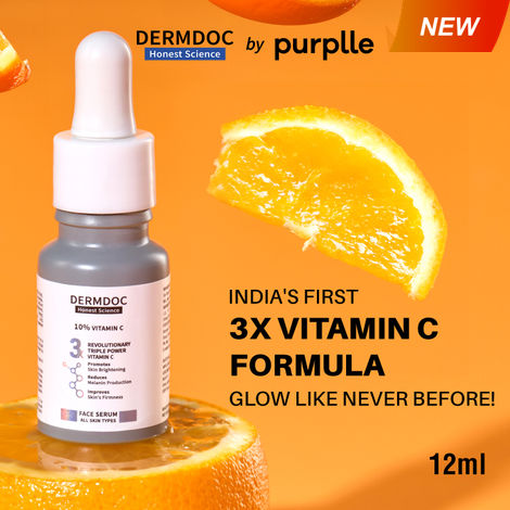 Buy DERMDOC 10% Vitamin C Face Serum for Glowing Skin (12 ml) | Brightening Face Serum | Fight Dark Spots, Pigmentation & Dull Skin-Purplle