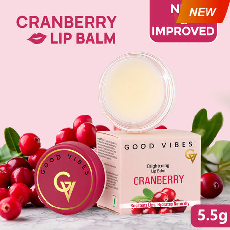 Buy Good Vibes Cranberry Brightening Lip Balm | New & Improved| Ideal for Chapped & Pigmented lips | Brightens lips (5.5 gm)-Purplle