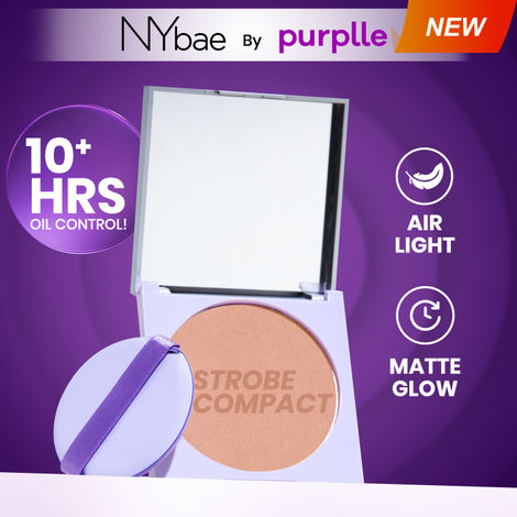 Buy NY Bae Strobe Glow Compact Powder - Warm Pink 02 (8.5 gm) Fair-Medium Skin Tone | Highlighter + Compact | 10 Hrs+ Oil Control | Matte Glow | Shimmer Infused | Soft Powder Puff | Built-In Mirror |-Purplle
